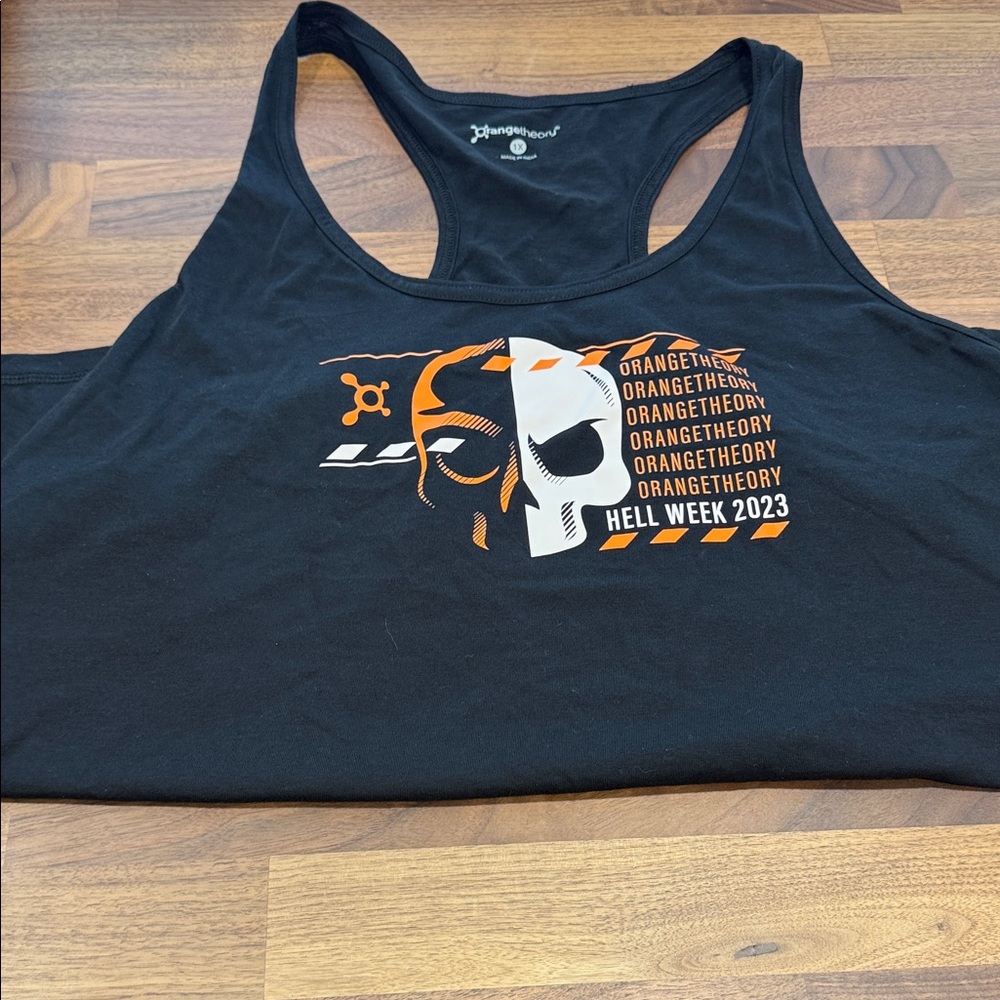 Orangetheory Men's Graphic Black and Orange Swim Tank